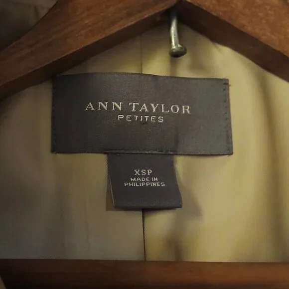 ANN TAYLOR Golden Tan/Cream Single-Breast Peacoat XSP - EUC - Picture 7 of 14